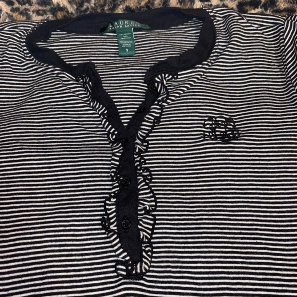Polo by Ralph Lauren Black and White Striped Pajama Top